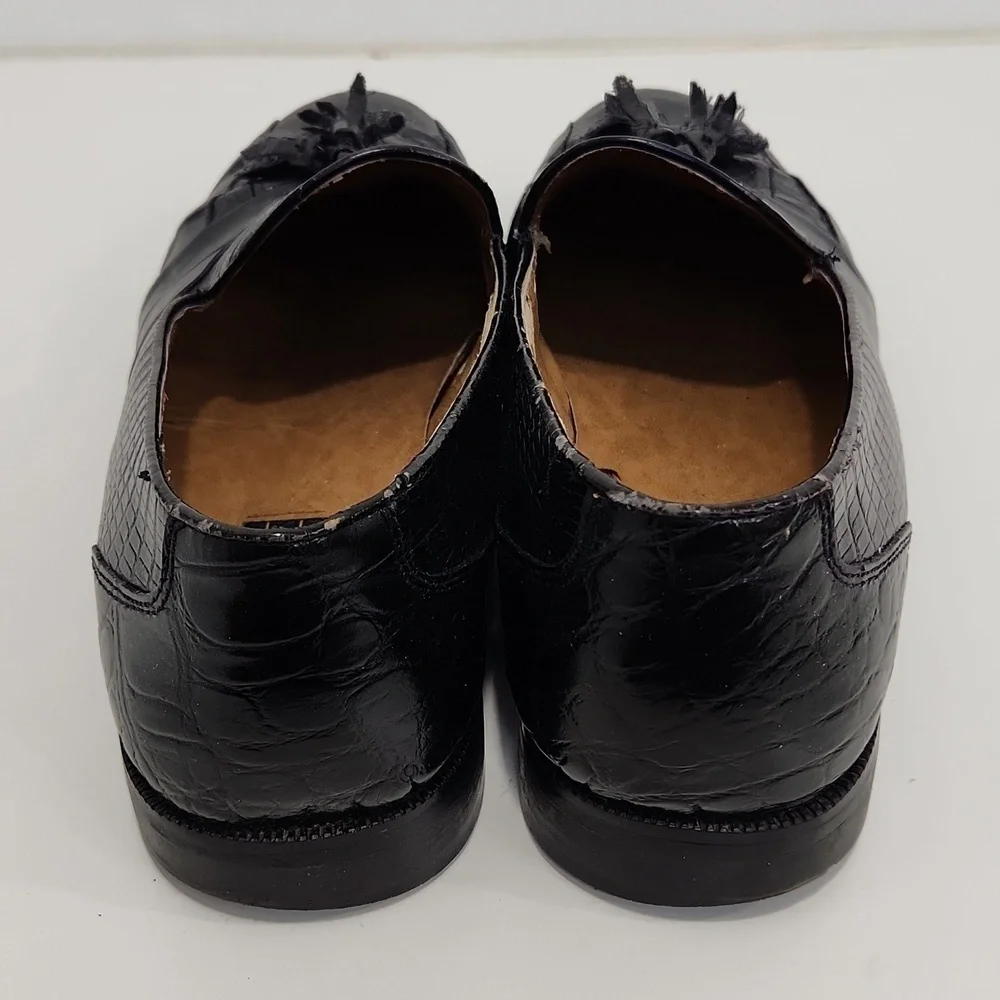 Stacy Adams Genuine Snake And Leather Loafers Dress Shoes Men's Sz 10W Black
